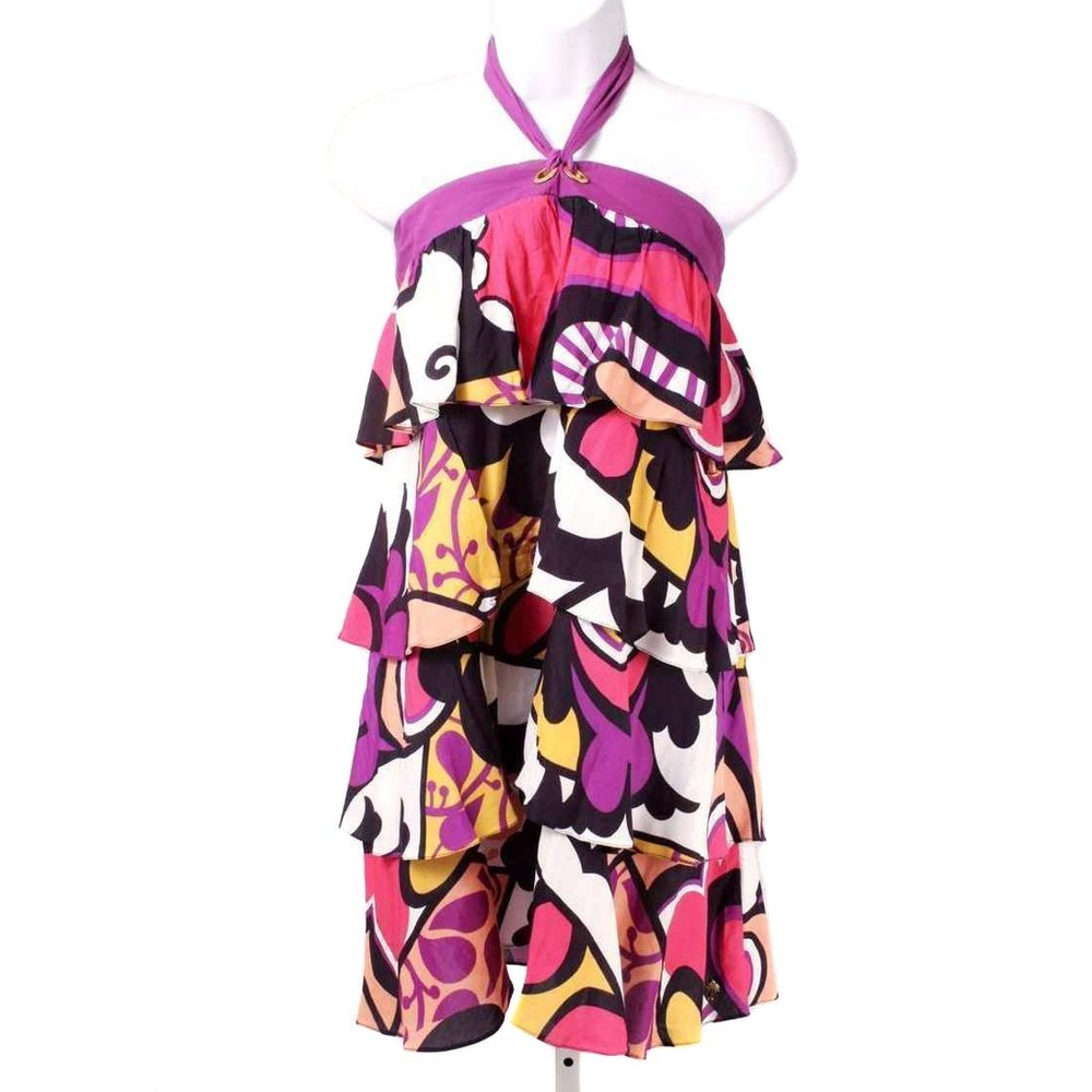 Xsite Colorful Abstract Patterned Tiered Ruffle H… - image 1